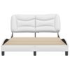 Cama Matrimonial | Cama Para Adultos | Estructura De Cama Cabecero Cuero Sintético Blanco 140x190 Cm Cfw773516