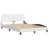 Cama Matrimonial | Cama Para Adultos | Estructura De Cama Cabecero Cuero Sintético Blanco 140x190 Cm Cfw773516