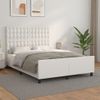 Cama Matrimonial | Cama Para Adultos | Estructura De Cama Cabecero Cuero Sintético Blanco 140x200 Cm Cfw69821