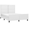 Cama Matrimonial | Cama Para Adultos | Estructura De Cama Cabecero Cuero Sintético Blanco 140x200 Cm Cfw755684