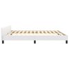 Cama Matrimonial | Cama Para Adultos | Estructura De Cama Cabecero Cuero Sintético Blanco 160x200 Cm Cfw863834