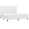 Cama Matrimonial | Cama Para Adultos | Estructura De Cama Cabecero Cuero Sintético Blanco 180x200 Cm Cfw969925