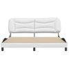 Cama Matrimonial | Cama Para Adultos | Estructura De Cama Cabecero Cuero Sintético Blanco 180x200 Cm Cfw517601