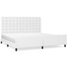 Cama Matrimonial | Cama Para Adultos | Estructura De Cama Cabecero Cuero Sintético Blanco 200x200 Cm Cfw889203