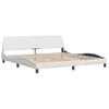 Cama Matrimonial | Cama Para Adultos | Estructura De Cama Cabecero Cuero Sintético Blanco 200x200 Cm Cfw380045