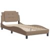 Cama Individual | Cama Para Adultos | Estructura De Cama Cabecero Cuero Sintético Capuchino 100x200cm Cfw51772