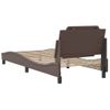 Cama Individual | Cama Para Adultos | Estructura De Cama Cabecero Cuero Sintético Marrón 100x200 Cm Cfw27452