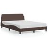 Cama Matrimonial | Cama Para Adultos | Estructura De Cama Cabecero Cuero Sintético Marrón 120x200 Cm Cfw979799