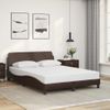 Cama Matrimonial | Cama Para Adultos | Estructura De Cama Cabecero Cuero Sintético Marrón 140x190 Cm Cfw357761