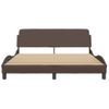 Cama Matrimonial | Cama Para Adultos | Estructura De Cama Cabecero Cuero Sintético Marrón 160x200 Cm Cfw925514