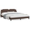 Cama Matrimonial | Cama Para Adultos | Estructura De Cama Cabecero Cuero Sintético Marrón 180x200 Cm Cfw83251