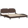 Cama Matrimonial | Cama Para Adultos | Estructura De Cama Cabecero Cuero Sintético Marrón 180x200 Cm Cfw83251