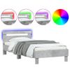 Cama Para Adulto | Cama Individual | Estructura De Cama Cabecero Luces Led Gris Hormigón 100x200 Cm Cfw177895