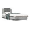 Cama Para Adulto | Cama Individual | Estructura De Cama Cabecero Luces Led Gris Hormigón 100x200 Cm Cfw363867