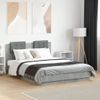 Cama Matrimonial | Cama Para Adultos | Estructura De Cama Cabecero Luces Led Gris Hormigón 135x190 Cm Cfw638492