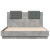 Cama Matrimonial | Cama Para Adultos | Estructura De Cama Cabecero Luces Led Gris Hormigón 135x190 Cm Cfw638492