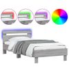 Cama Para Adulto | Cama Individual | Estructura De Cama Cabecero Luces Led Gris Sonoma 100x200 Cm Cfw324000