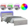 Cama Para Adulto | Cama Individual | Estructura De Cama Cabecero Luces Led Gris Sonoma 100x200 Cm Cfw436503