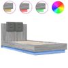 Cama Para Adulto | Cama Individual | Estructura De Cama Cabecero Luces Led Gris Sonoma 100x200 Cm Cfw489973