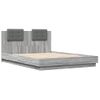 Cama Matrimonial | Cama Para Adultos | Estructura De Cama Cabecero Luces Led Gris Sonoma 120x200 Cm Cfw602431