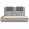 Cama Matrimonial | Cama Para Adultos | Estructura De Cama Cabecero Luces Led Gris Sonoma 120x200 Cm Cfw602431