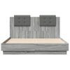 Cama Matrimonial | Cama Para Adultos | Estructura De Cama Cabecero Luces Led Gris Sonoma 140x190 Cm Cfw199750