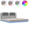 Cama Matrimonial | Cama Para Adultos | Estructura De Cama Cabecero Luces Led Gris Sonoma 200x200 Cm Cfw877884