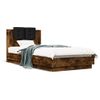 Cama Para Adulto | Cama Individual | Estructura De Cama Cabecero Luces Led Roble Ahumado 100x200 Cm Cfw426950