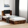 Cama Para Adulto | Cama Individual | Estructura De Cama Cabecero Luces Led Roble Ahumado 100x200 Cm Cfw426950