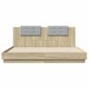 Cama Matrimonial | Cama Para Adultos | Estructura De Cama Cabecero Luces Led Roble Sonoma 200x200 Cm Cfw566625