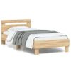 Cama Individual | Cama Para Adultos | Estructura De Cama Cabecero Luces Led Roble Sonoma 90x200 Cm Cfw333321