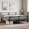 Cama Matrimonial | Cama Para Adultos | Estructura De Cama Cabecero Y Pie De Cama Metal Negro 135x190cm Cfw409832