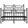 Cama Matrimonial | Cama Para Adultos | Estructura De Cama Cabecero Y Pie De Cama Metal Negro 135x190cm Cfw779513