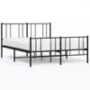 Cama Matrimonial | Cama Para Adultos | Estructura De Cama Cabecero Y Pie De Cama Metal Negro 140x190cm Cfw713790