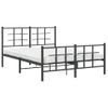 Cama Matrimonial | Cama Para Adultos | Estructura De Cama Cabecero Y Estribo Metal Negro 140x200 Cm Cfw77173