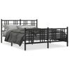 Cama Matrimonial | Cama Para Adultos | Estructura De Cama Cabecero Y Estribo Metal Negro 150x200 Cm Cfw941269