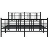 Cama Matrimonial | Cama Para Adultos | Estructura De Cama Cabecero Y Estribo Metal Negro 150x200 Cm Cfw941269