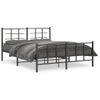 Cama Matrimonial | Cama Para Adultos | Estructura De Cama Cabecero Y Estribo Metal Negro 150x200 Cm Cfw562609