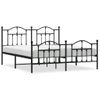 Cama Matrimonial | Cama Para Adultos | Estructura De Cama Cabecero Y Pie De Cama Metal Negro 160x200cm Cfw605627