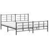 Cama Matrimonial | Cama Para Adultos | Estructura De Cama Cabecero Y Estribo Metal Negro 200x200 Cm Cfw58694