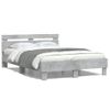 Cama Matrimonial | Cama Para Adultos | Estructura De Cama Cabecero Y Luces Led Gris Hormigón 135x190cm Cfw743621