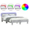 Cama Matrimonial | Cama Para Adultos | Estructura De Cama Cabecero Y Luces Led Gris Hormigón 135x190cm Cfw743621