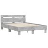 Cama Matrimonial | Cama Para Adultos | Estructura De Cama Cabecero Y Luces Led Gris Hormigón 135x190cm Cfw743621