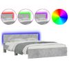 Cama Matrimonial | Cama Para Adultos | Estructura De Cama Cabecero Y Luces Led Gris Hormigón 160x200cm Cfw645497