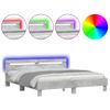 Cama Matrimonial | Cama Para Adultos | Estructura De Cama Cabecero Y Luces Led Gris Hormigón 200x200cm Cfw181092