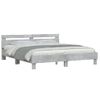 Cama Matrimonial | Cama Para Adultos | Estructura De Cama Cabecero Y Luces Led Gris Hormigón 200x200cm Cfw181092