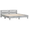 Cama Matrimonial | Cama Para Adultos | Estructura De Cama Cabecero Y Luces Led Gris Hormigón 200x200cm Cfw181092