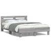 Cama Matrimonial | Cama Para Adultos | Estructura De Cama Cabecero Y Luces Led Gris Sonoma 135x190 Cm Cfw367041