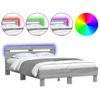 Cama Matrimonial | Cama Para Adultos | Estructura De Cama Cabecero Y Luces Led Gris Sonoma 135x190 Cm Cfw367041