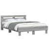 Cama Matrimonial | Cama Para Adultos | Estructura De Cama Cabecero Y Luces Led Gris Sonoma 135x190 Cm Cfw367041